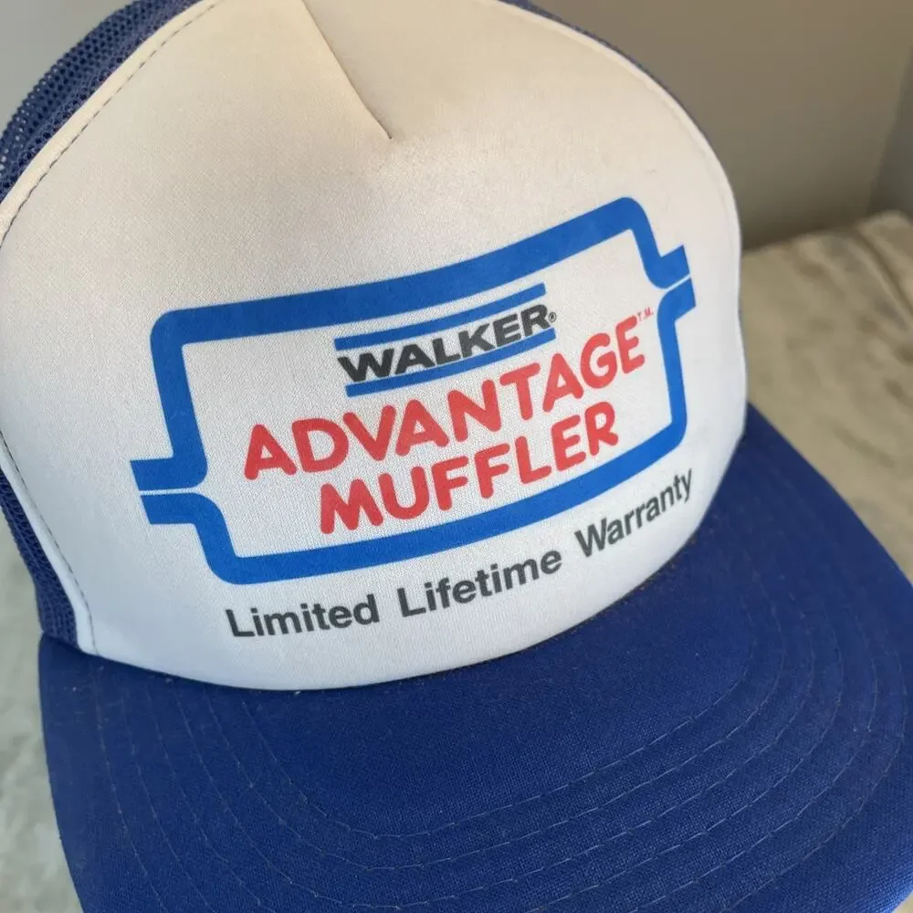 Vtg Walker Advantage Muffler Snapback Mesh Trucker Hat Cap 1980s Automotive Rare